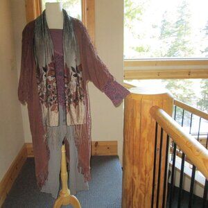 Oh! My Gauze Pocket Pants, Tienda Ho Rayon Top & Cotton Duster, plus Long Scarf